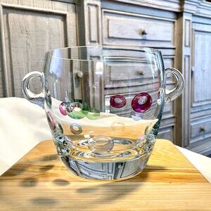 *VINTAGE* BLOCK Crystal “Cabaret Ice Bucket ~ Multicolor Thumb Cut - Polish